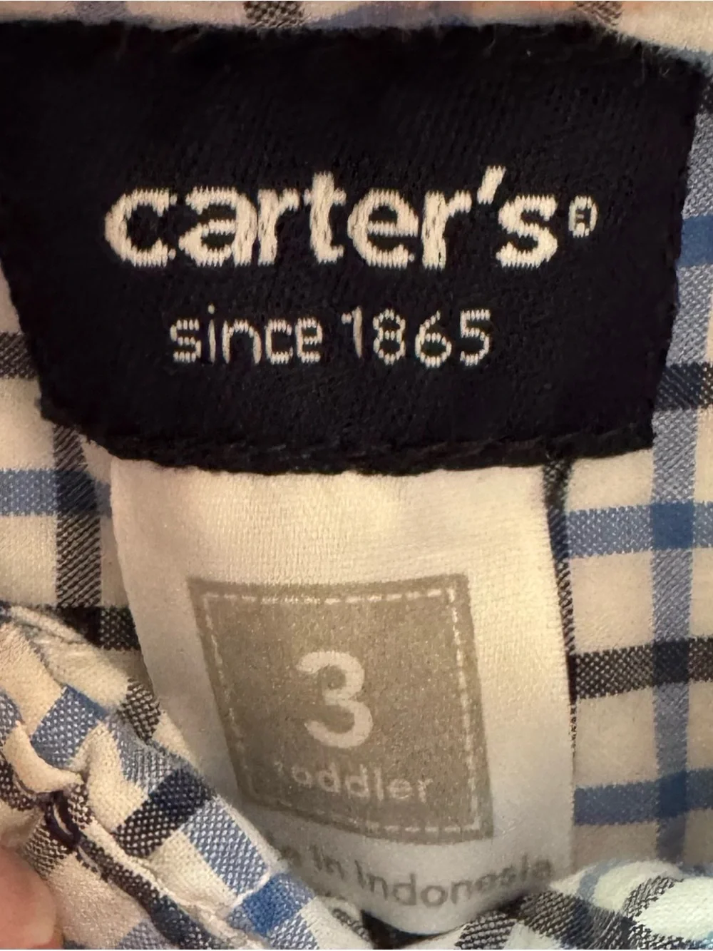 💙 Carter's Plaid Button Down Shirt 3T Boys Long Sleeve 👔✨